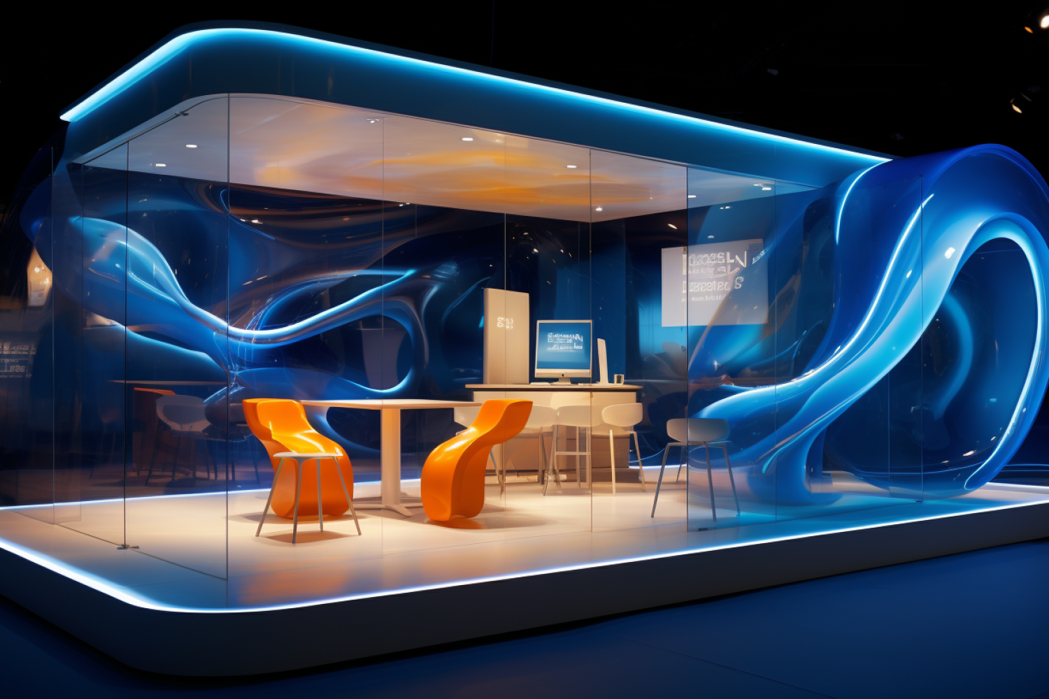 minglgi_a_blue_booth_with_light_and_a_counter_in_the_style_of_g_444dafc3-15a2-44a8-8ea1-a07c61da060f
